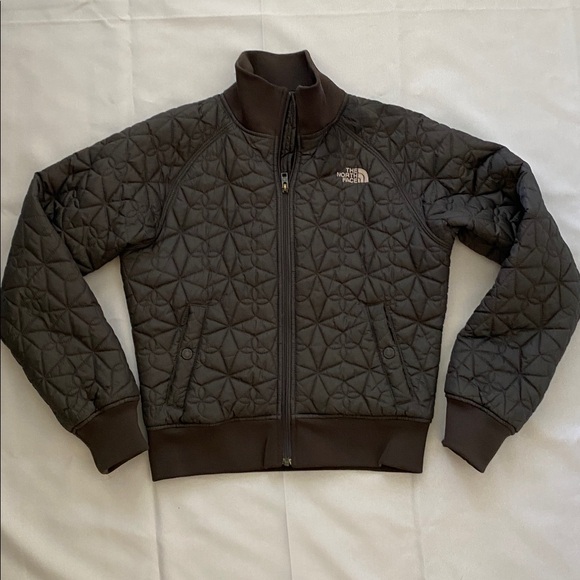 The North Face Charcoal Gray Quilted Bomber Style Jacket Size Small - Picture 1 of 10